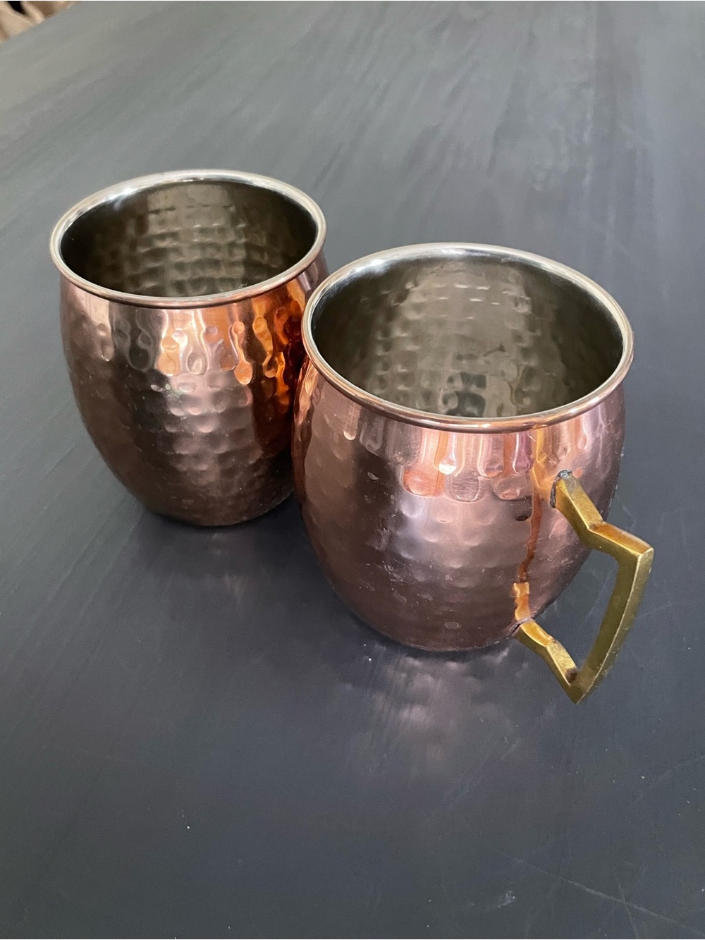 Hammered Copper Moscow Mule Mugs with Brass Handles